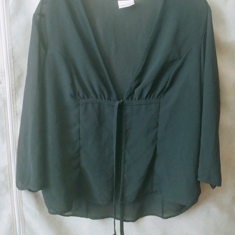 Black long sleeve sheer blouse